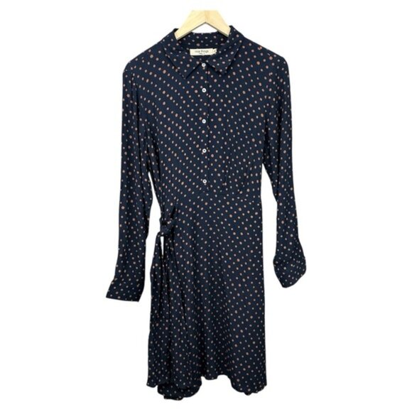 Nice Things Paloma S. Navy Collared Long Sleeve Dress Size 10 - Picture 1 of 12